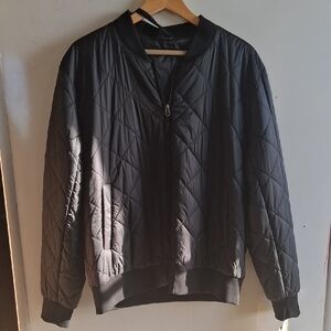 Black Quilted Bomber Jacket,Mens, Sz L, NWT